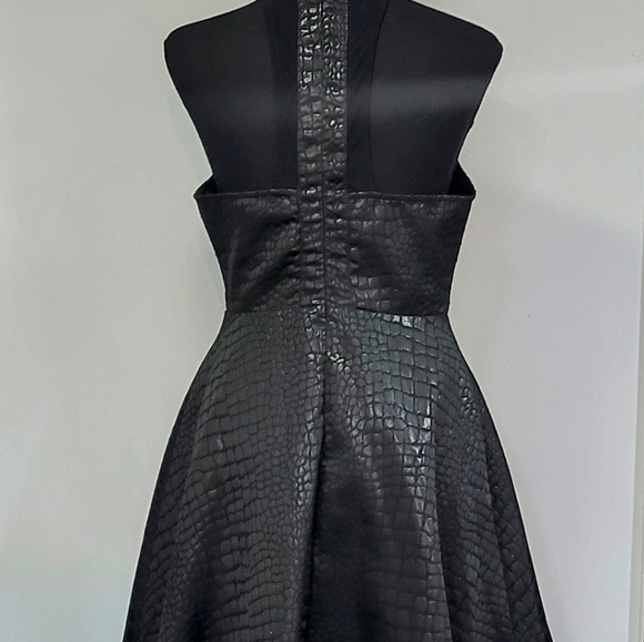 ASTR Sleevless Croc Embossed Mini Fit & Flare Dress Mesh Insets - Picture 6 of 11